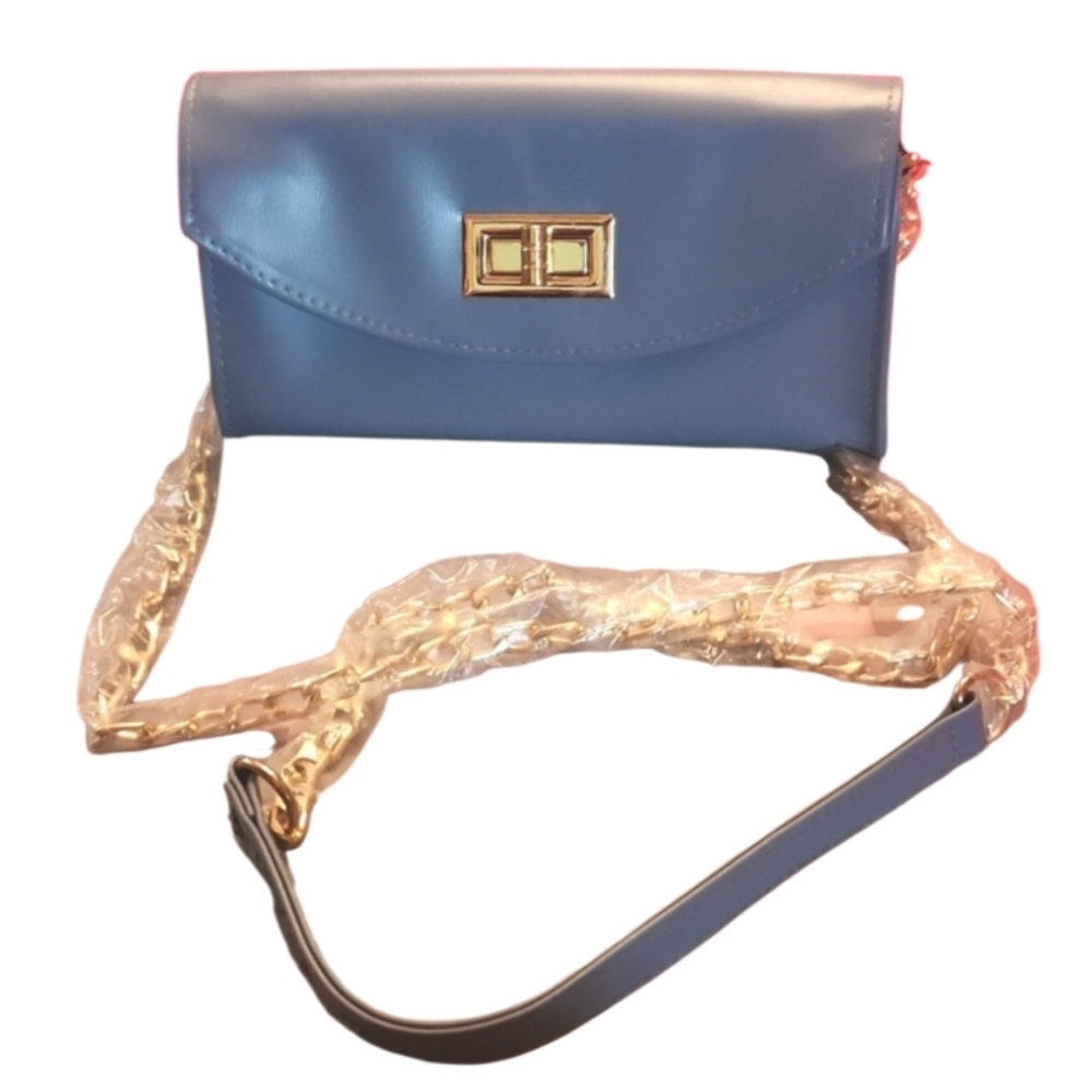 New soft navy Glass Ladder & Co. purse chain strap